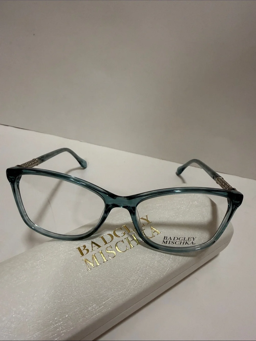 NWT Teddi Badgley Mischka Women's Clear Teal  Turquoise Ophthalmic Frame Glasses